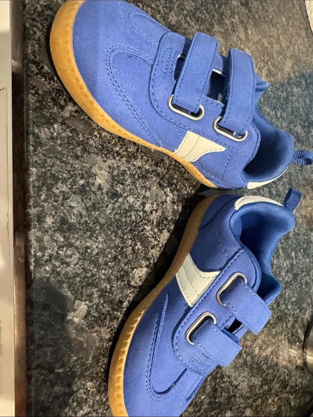 wonder nation Blue Velcro Kids Sneakers with Tan Sole